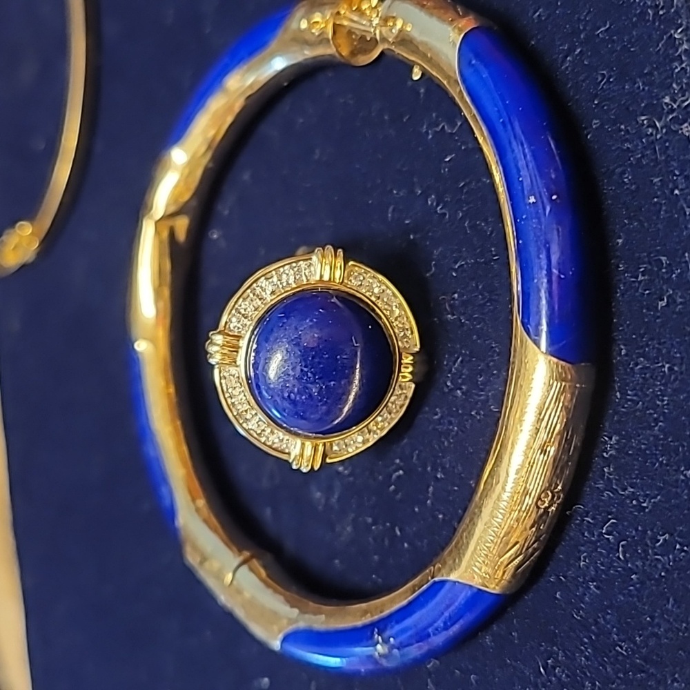 14k Vintage Blue Lapis Lazuli and Diamonds - Picture 10 of 11